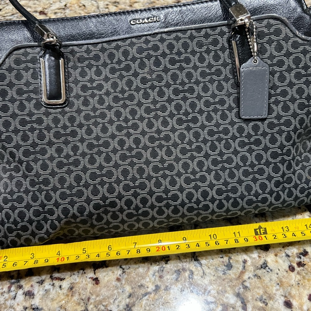 Coach Black and Gray Shoulder Bag with Signature Monogram